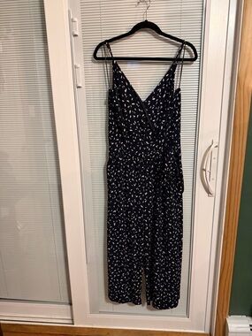 Kaileigh Rica Knit Crop Navy Printed Jumpsuit